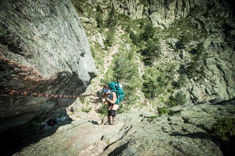 Passage avec chaînes Aiguilles de Bavella