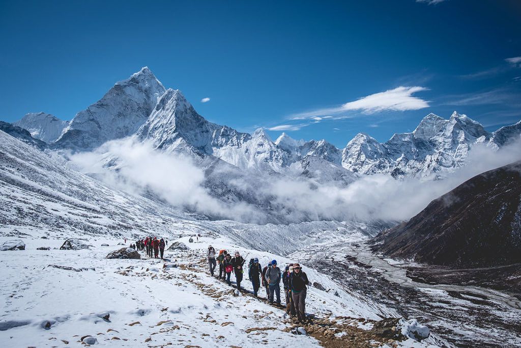 Foule sur le Everest Base Camp Trail